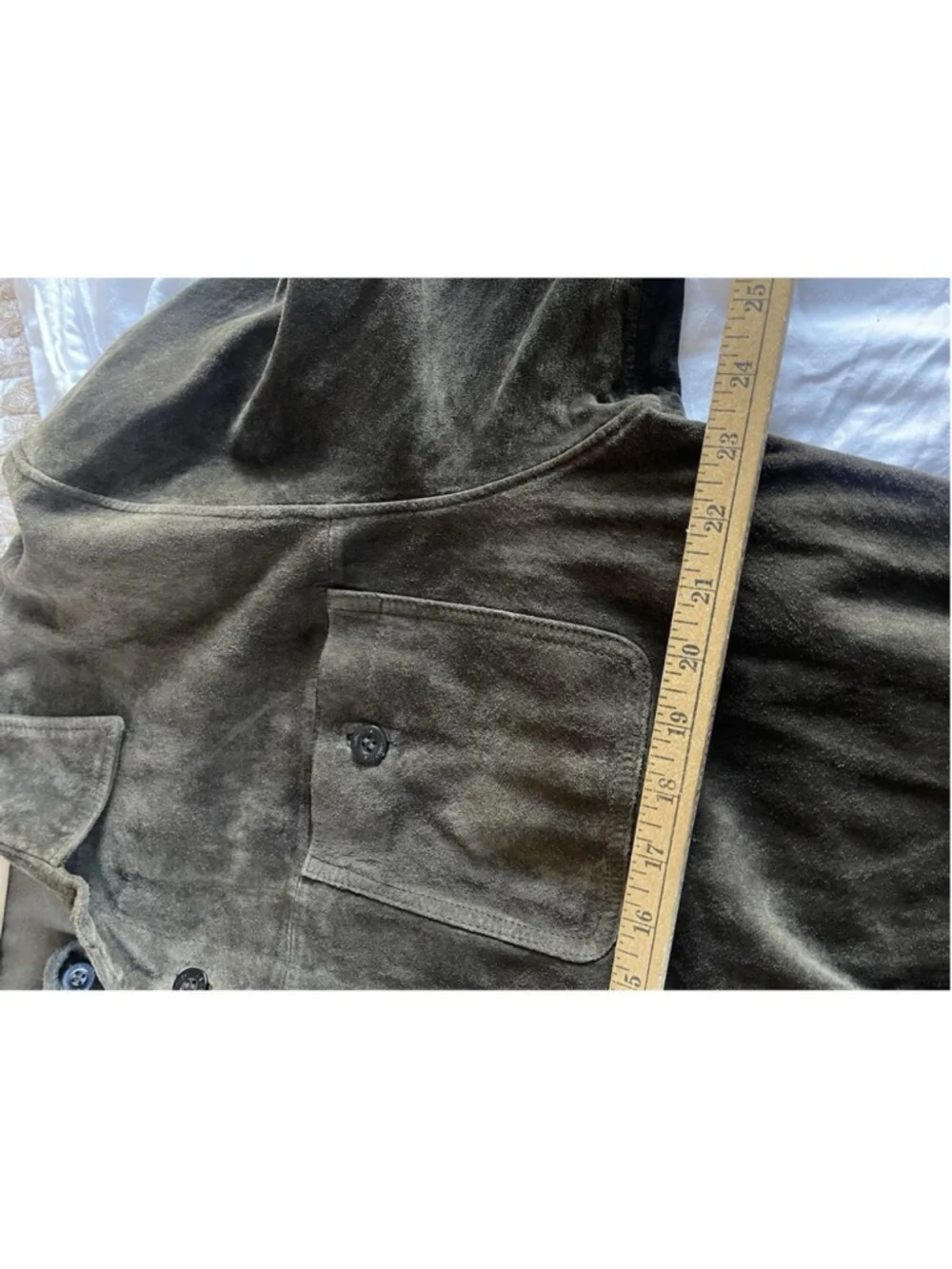 Vtg Y2K Claiborne Suede Jacket Dark Brown Leather Button Down Heavy Shacket XL